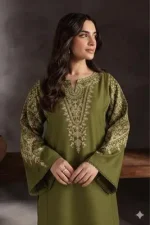 Green Embroidered Lawn Unstitched 2 Piece Suit for Weddings & Festivals - Image 4