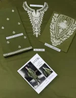 Green Embroidered Lawn Unstitched 2 Piece Suit for Weddings & Festivals - Image 5