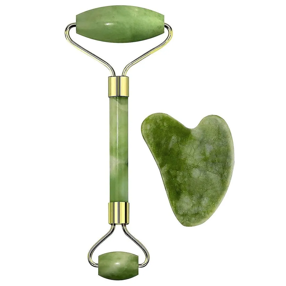 1787-77-719008-product-2 Jade Gua Sha Roller Green 30cm Natural Stone Face Care Tool - Image 1