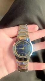 Men's Stainless Steel Racing Watch Gold Finish 24Hr Display