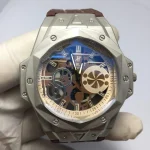 Modern Skeletonized Watch for Men with Rubber Strap