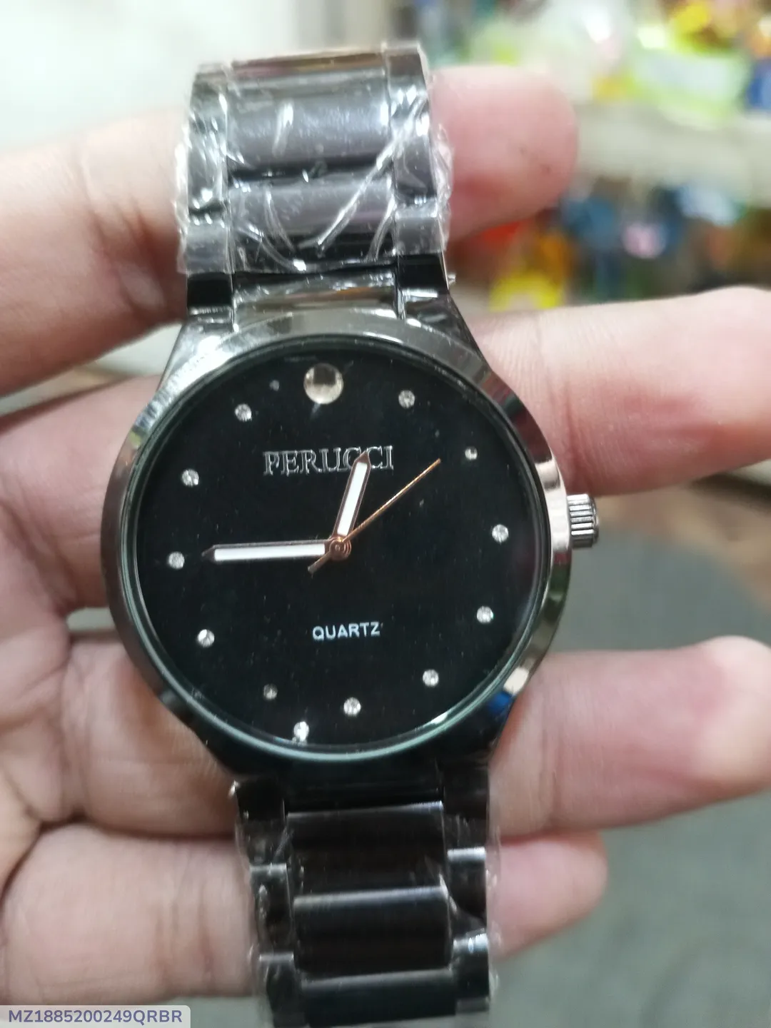 1885-132-730166-product-1 Men's Black Quartz Chain Strap Watch with Diamond Dial - Image 1