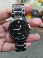 Men's Black Quartz Chain Strap Watch with Diamond Dial - Image 3