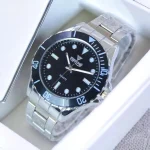 Men's Stainless Steel Chronograph Watch Black Dial 22mm
