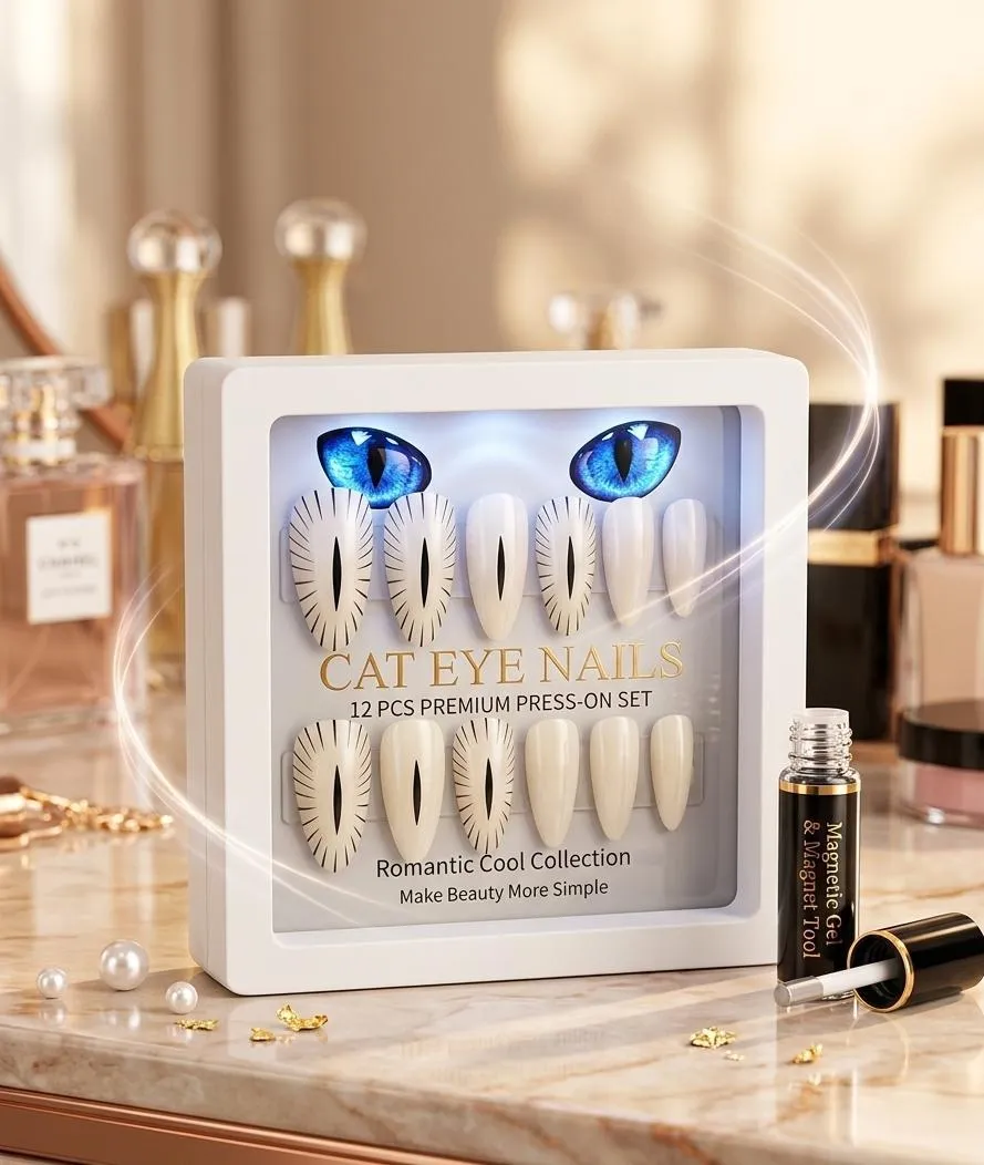 2017-258-720105-product-1 Cat Eye Fake Nails 12Pcs Premium Collection ABS - Image 1