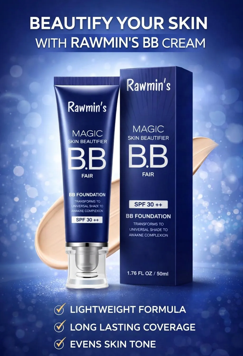 2017-54-718082-product-1 Rawmin's Magic BB Cream High Coverage Glowy SPF 30 - Image 1