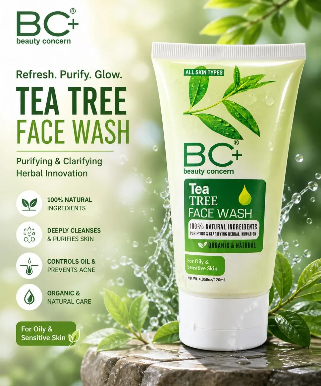 2017-77-726776-product-1 Tea Tree Face Wash Whitening Brightening Acne Scar Removal - Image 1