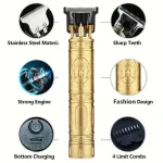 Premium Gold Men's Hair Trimmer with 4 Combs & Rechargeable Battery