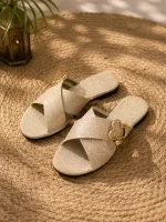 Women's Cork Formal Slippers, Silver Plain Slip On for Elegant Everyday Wear