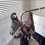 Women's Boho Ethnic Pattern Shoulder Bag – Maroon, Cream & Teal - Image 3