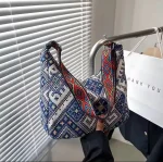 Women's Boho Ethnic Pattern Shoulder Bag – Maroon, Cream & Teal - Image 4