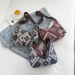 Women's Boho Ethnic Pattern Shoulder Bag – Maroon, Cream & Teal - Image 8