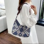 Women's Boho Ethnic Pattern Shoulder Bag – Maroon, Cream & Teal - Image 9