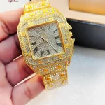 Luxury Rhinestone Gold Watch for Women Men