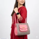 Premium Pink Jute Textured Shoulder Bag – Fashion Handbag for Women