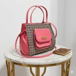 Premium Pink Jute Textured Shoulder Bag – Fashion Handbag for Women - Image 3