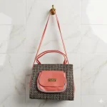 Premium Pink Jute Textured Shoulder Bag – Fashion Handbag for Women - Image 6