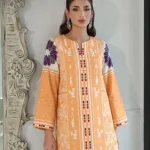 Orange Printed Lawn 2 Pcs Shirt Trouser Suit Set