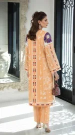 Orange Printed Lawn 2 Pcs Shirt Trouser Suit Set - Image 4