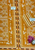Orange Printed Lawn 2 Pcs Shirt Trouser Suit Set - Image 2