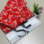 Red Floral Printed Polo Cotton Unstitched 2 Piece Suit