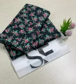 Black Floral Printed Polo Cotton Kurta Pajama 2 Piece Set - Image 3