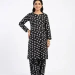 Black Printed Cotton Lawn Unstitched 2 Piece Suit