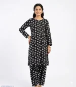 Black Printed Cotton Lawn Unstitched 2 Piece Suit