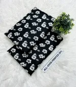 Black Printed Cotton Lawn Unstitched 2 Piece Suit - Image 3