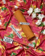 Red Brown Digital Print Linen Unstitched 2 Piece Suit - Image 2