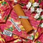 Red Brown Digital Print Linen Unstitched 2 Piece Suit