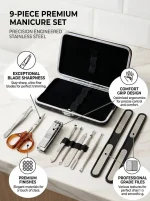 9-Piece Precision Manicure Set Stainless Steel