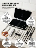 9-Piece Precision Manicure Set Stainless Steel - Image 3
