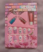 Kids Nail Art Set with 12 Fake Nails & Glitter Beads - Image 4