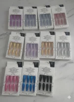 Multicolor Glitter Stick-On Nails ABS Plastic Pack of 1 - Image 9
