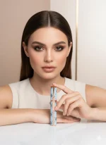 Premium Mascara for Dry Lashes - Smudge Proof Volume, Rose Gold and Blue Design - Image 3