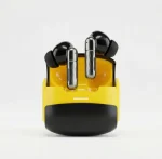 TWS Wireless Earbuds Yellow Black Battery Charging - Image 2