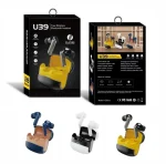 TWS Wireless Earbuds Yellow Black Battery Charging - Image 8