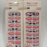 Premium 24-Piece Pink Black Cow Print Nail Art Set