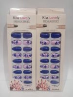 Kiss Lovely Premium Series Artificial Nails Blue Pink Floral 24 Pcs