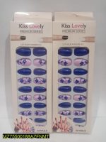 Kiss Lovely Premium Series Artificial Nails Blue Pink Floral 24 Pcs - Image 3