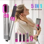 Hair Styling Brush & Curler with 5 Attachments Pink - Image 3