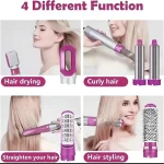 Hair Styling Brush & Curler with 5 Attachments Pink - Image 4