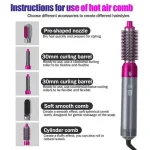Hair Styling Brush & Curler with 5 Attachments Pink - Image 10