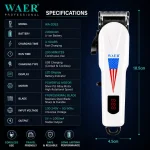 WAER WA-2092 Professional Rechargeable Hair Clipper with LED Display - Image 6