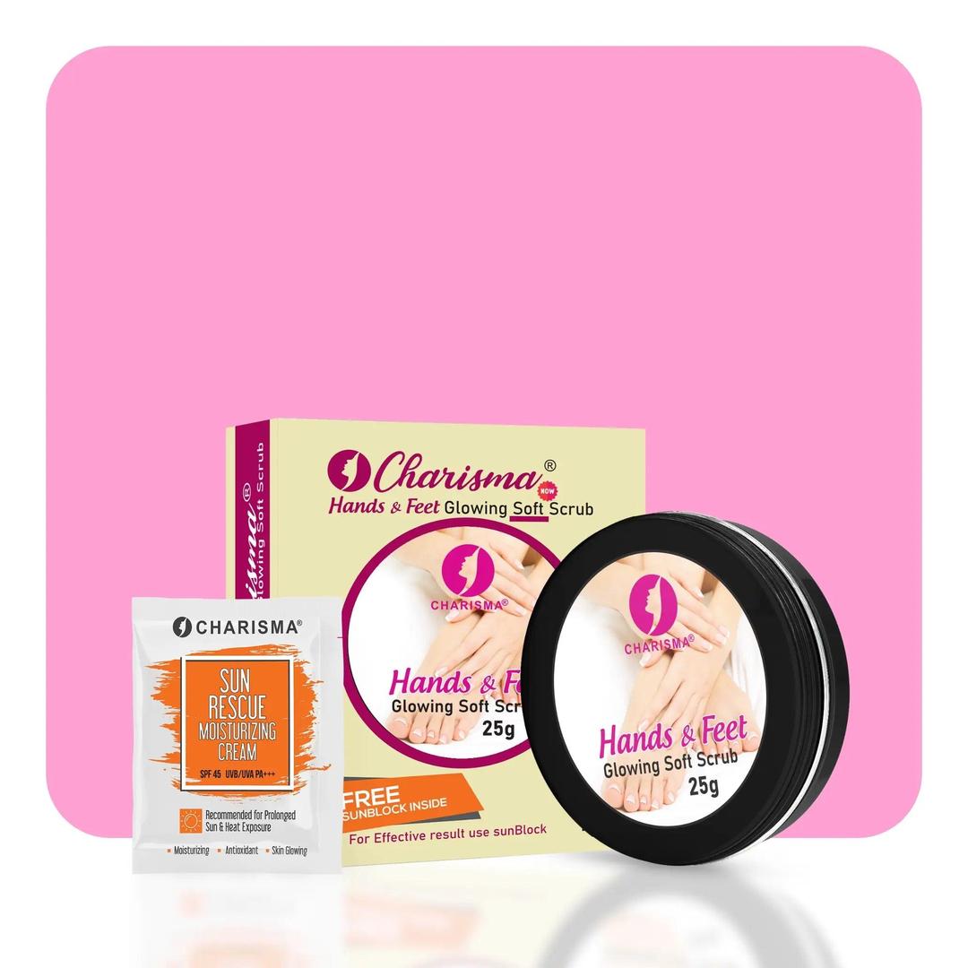 755-77-608176-product-1 (1) Charisma Hands & Feet Glowing Soft Scrub with Free Sunblock – 25ml - Image 1