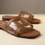 Stylish Transparent Flat 067 Mustard, Gemstone Embellished Rexine Flats for Women - Image 4