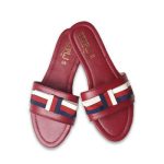 Women's Red Striped Rexine Flat Shoes – Comfortable Casual Flats for Women in Pakistan (Size 6-11)