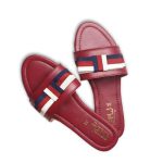 Women's Red Striped Rexine Flat Shoes – Comfortable Casual Flats for Women in Pakistan (Size 6-11) - Image 3