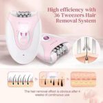 Rechargeable Women's Epilator with 2 Speeds and LED Light Lilac